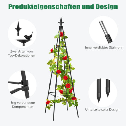 Rankhilfe Garten Obelisk 4er Set für Kletterpflanzen 120cm Metall