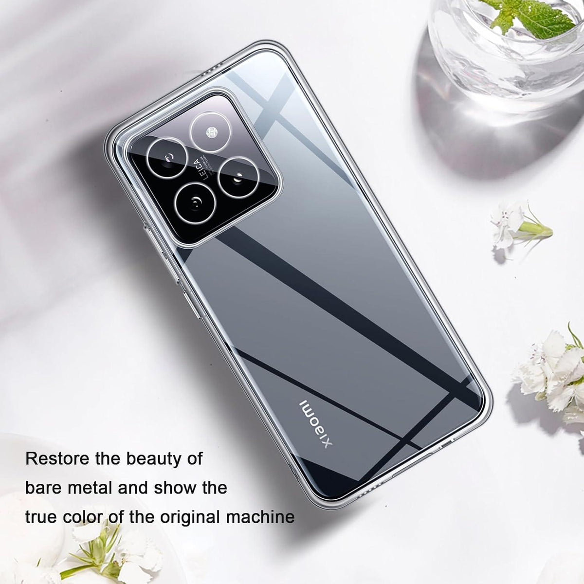 QULLOO Transparente Hülle für Xiaomi 14 Pro Crystal Clear Silikon TPU