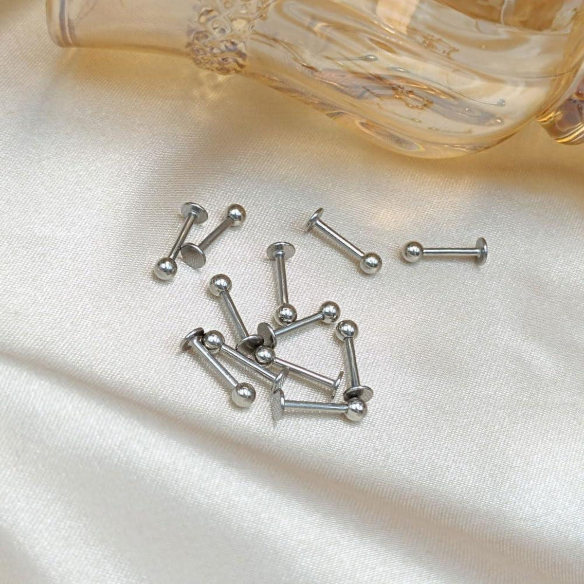 12er Lippenpiercing Set Chirurgenstahl Labret Helix Tragus 1,2mm 10mm Silber