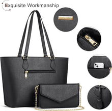 Bagsure Handtaschen Set Damen 4-teiliges Büro Schwarz