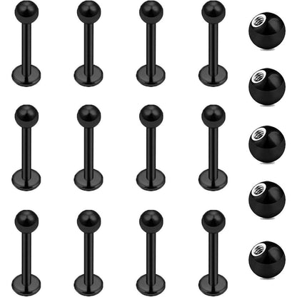 12er Lippenpiercing Set Chirurgenstahl Labret Helix Tragus Stud Silber Gold Schwarz