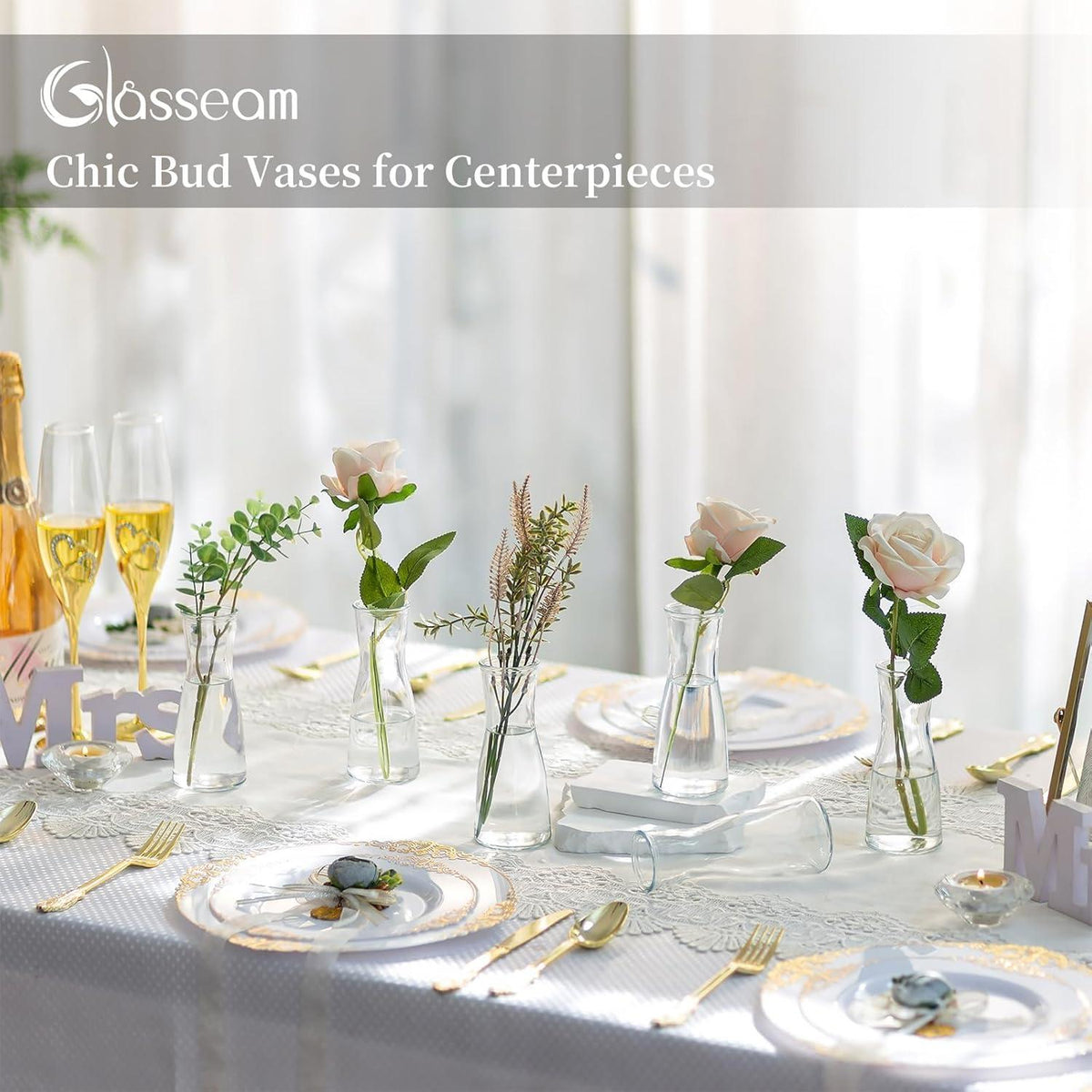 Kleine Glasvasen Klar Flower Vase Set 12 Stück Modern für