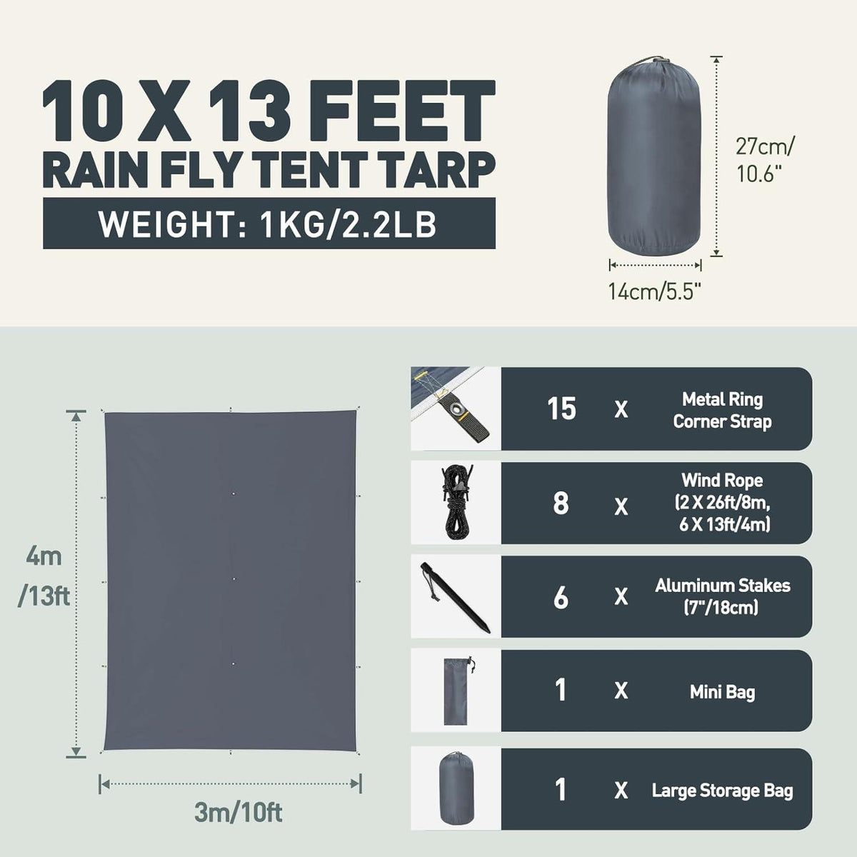 Tarp 3x4M Wasserdicht Ultraleicht Camping Zeltplane Hängematte