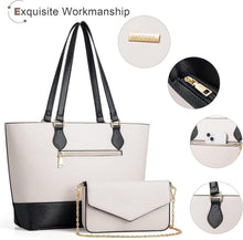 Moderne 4-teilige Damen Handtasche Set in Weiß-Schwarz