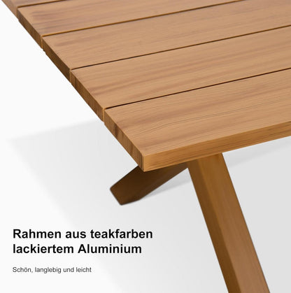 PURPLE LEAF Gartenmöbel Set 8 Stühle mit Tisch Aluminium Rattan Gartengarnitur Natur