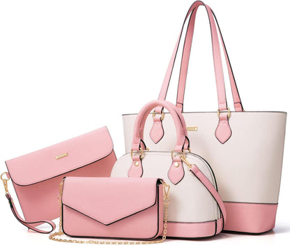 Handtasche Damen 4-teiliges Set für Büro Schule Einkauf Reise