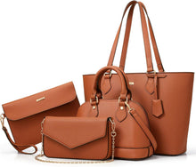 Handtaschen Set 4-teilig Kunstleder Damen Umhängetasche Clutch