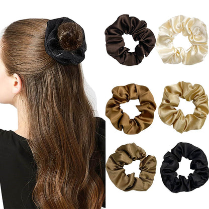 6 Stück Seide Scrunchies Satin Haargummis Damen Premium Haarschmuck