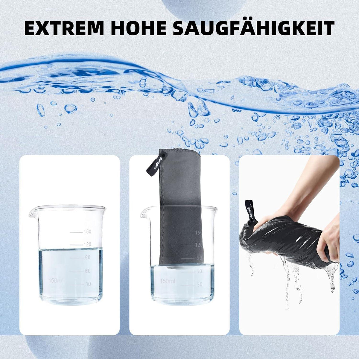 3er-Set Mikrofaser Handtuch Groß Klein Schnelltrocknende Fitness