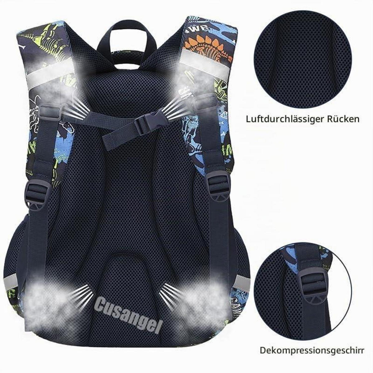 Kinder Rucksack Dino mit Lunchbox & Stiftekasten