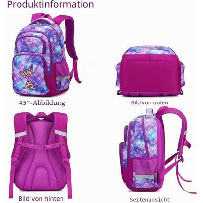 Kinderrucksack Meerjungfrau 3er-Set Lila