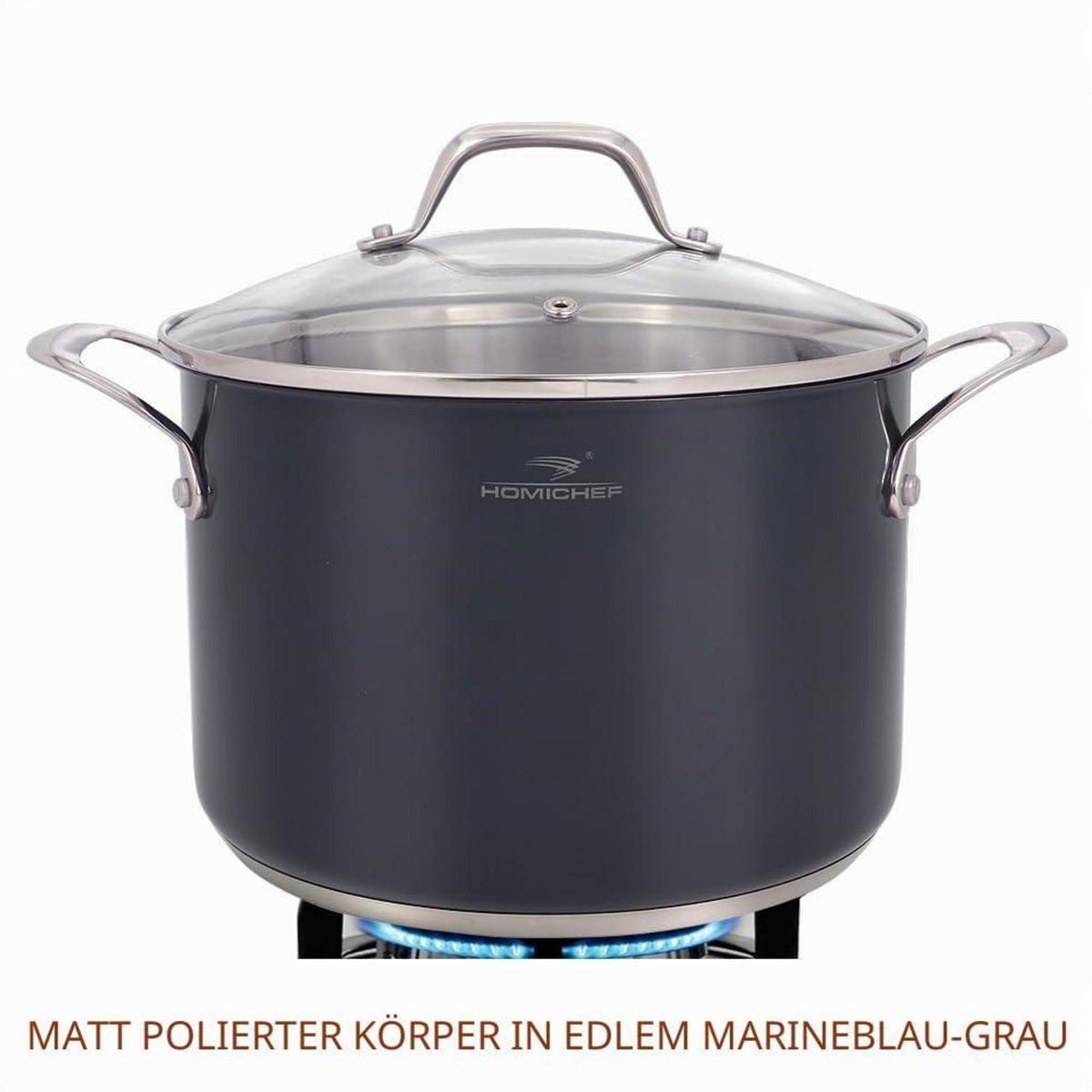 10-teiliges Edelstahl Kochgeschirr-Set Marinegrau – Nickelfrei & Gesund