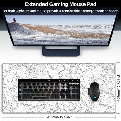 Großes Gaming Mousepad Weiß 900x400mm Wasserdicht Anti-Rutsch