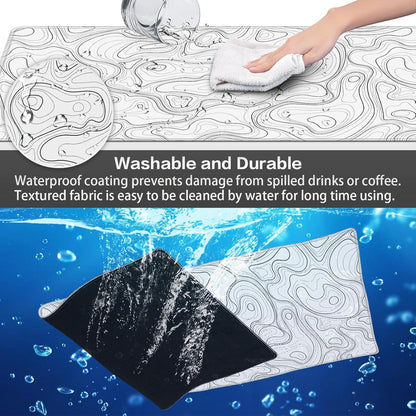 XXL Gaming Mauspad Weiß 900x400mm Wasserdicht Topographisch