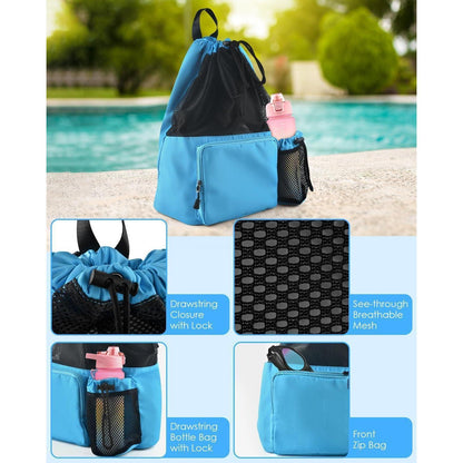 Mesh-Rucksack mit Kordelzug, wasserdicht, für Sport & Strand