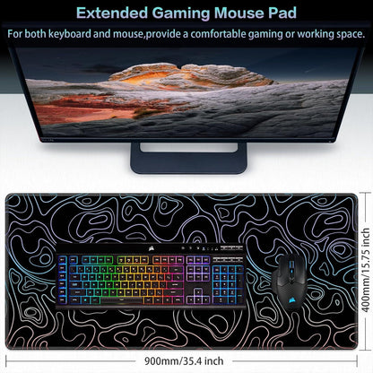 XXL Gaming Mauspad 900x400mm Topographie wasserdicht rutschfest PC