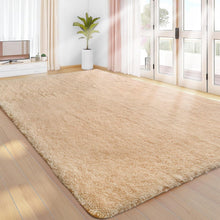 Flauschiger Hochflor Teppich Beige 160x230 – Wohnzimmer Schlafzimmer Matte