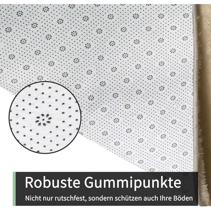 Flauschiger Hochflor Teppich Beige 160x230 – Wohnzimmer Schlafzimmer Matte