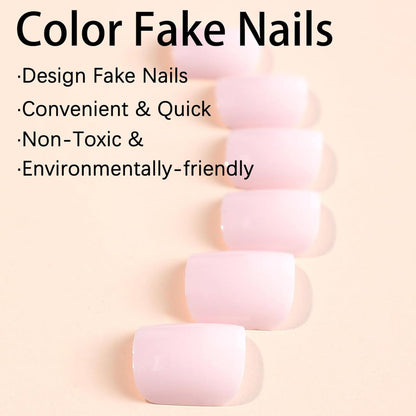 24 Rosa Acrylnagel-Set mit Kleber – French Press Nägel
