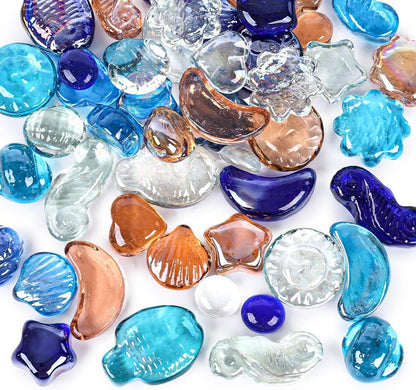 Glassteine Deko 910g Flache Glasnuggets für DIY Vasen Aquarien