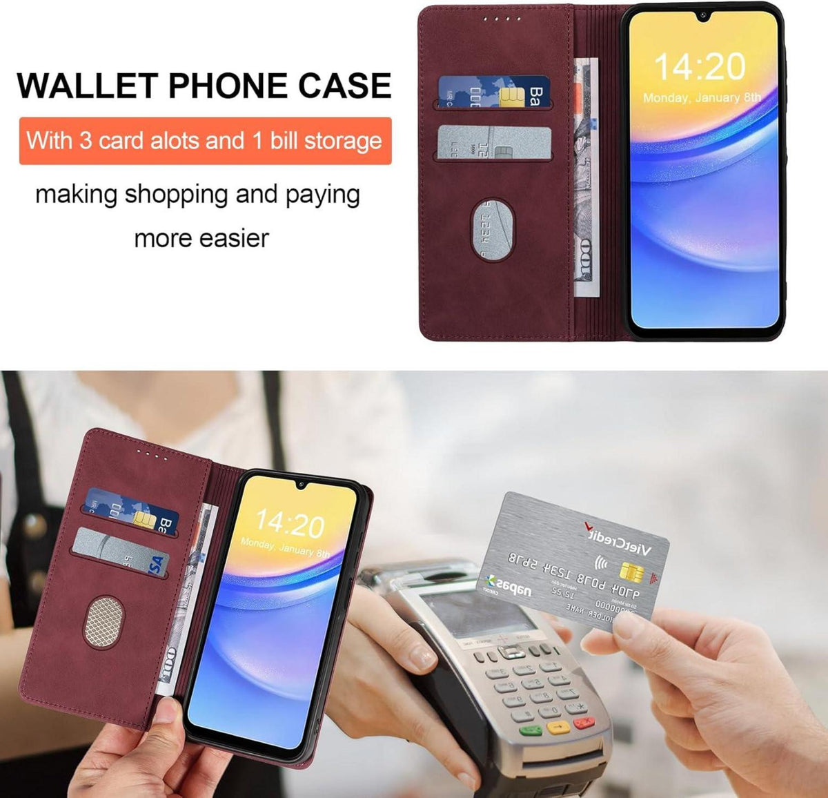 Handyhülle Samsung Galaxy A15 4G/5G Leder Flip Case RFID Schutz