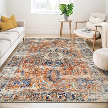 Boho Teppich Kurzflor 200x300cm Orange Vintage Design Waschbar