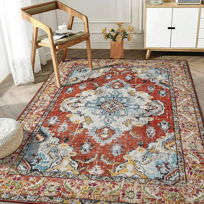 Moderne Vintage Teppich Boho Design Waschbar Rutschfest 120 x 170 cm
