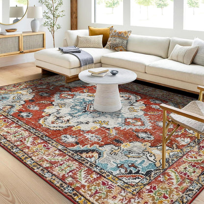 Moderne Vintage Teppich Boho Design Waschbar Rutschfest 120 x 170 cm