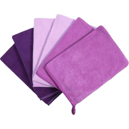 Mikrofaser Waschhandschuhe Lila 6er Pack für Gesicht & Körper
