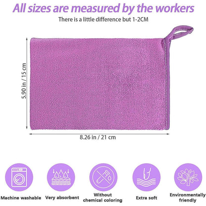 Mikrofaser Waschhandschuhe Lila 6er Pack für Gesicht & Körper