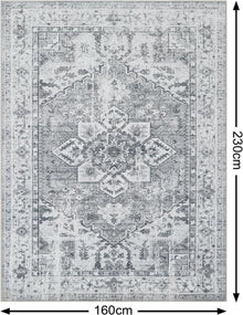 Boho Teppich Wohnzimmer Schlafzimmer Kurzflor Vintage Grau