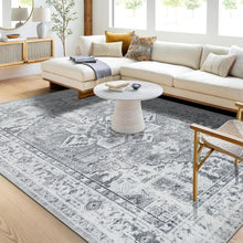 Boho Teppich Vintage Design Grau Kurzflor Waschbar 200x300cm