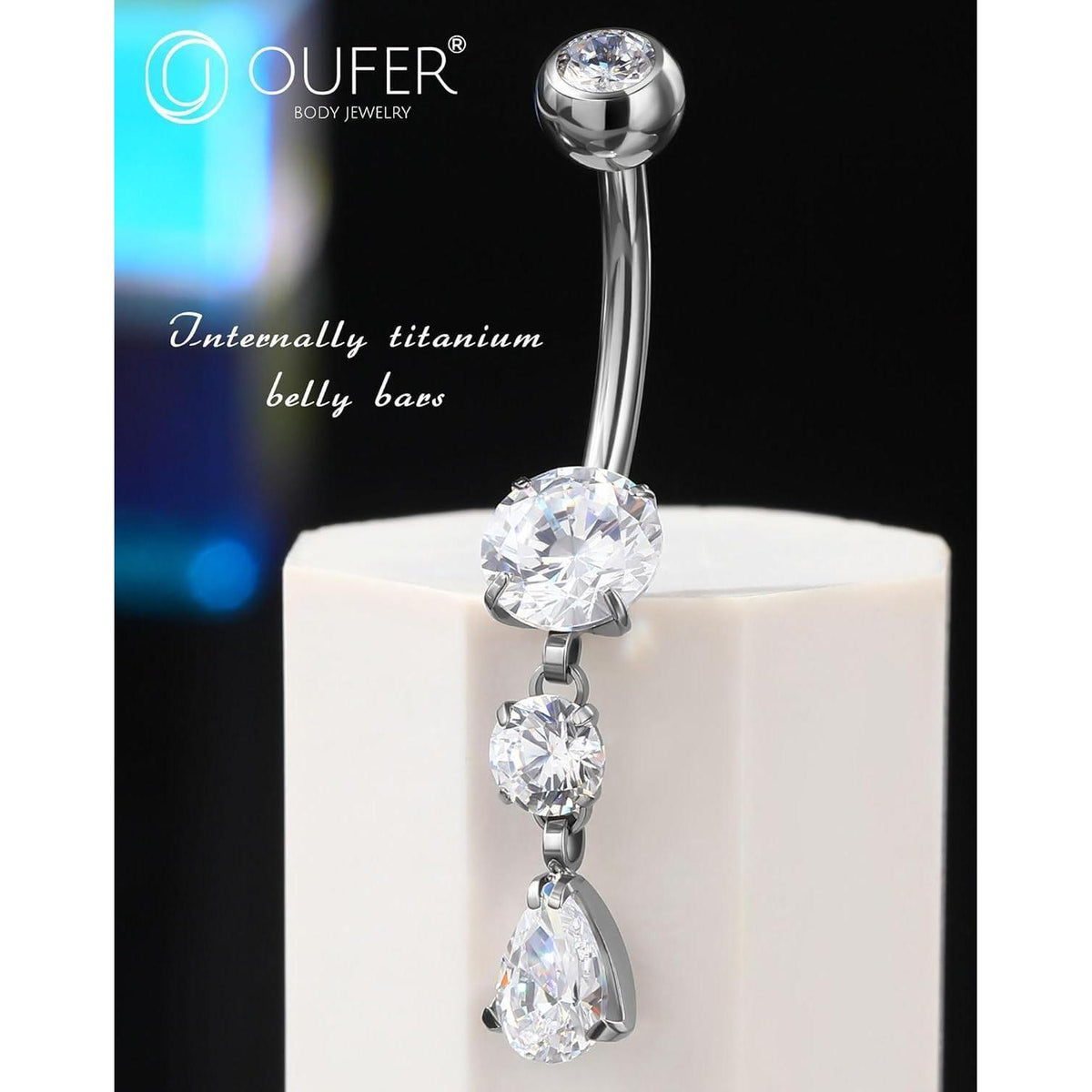 OUFER Bauchnabelpiercing Titan 14G 10mm mit Tropfen Anhänger