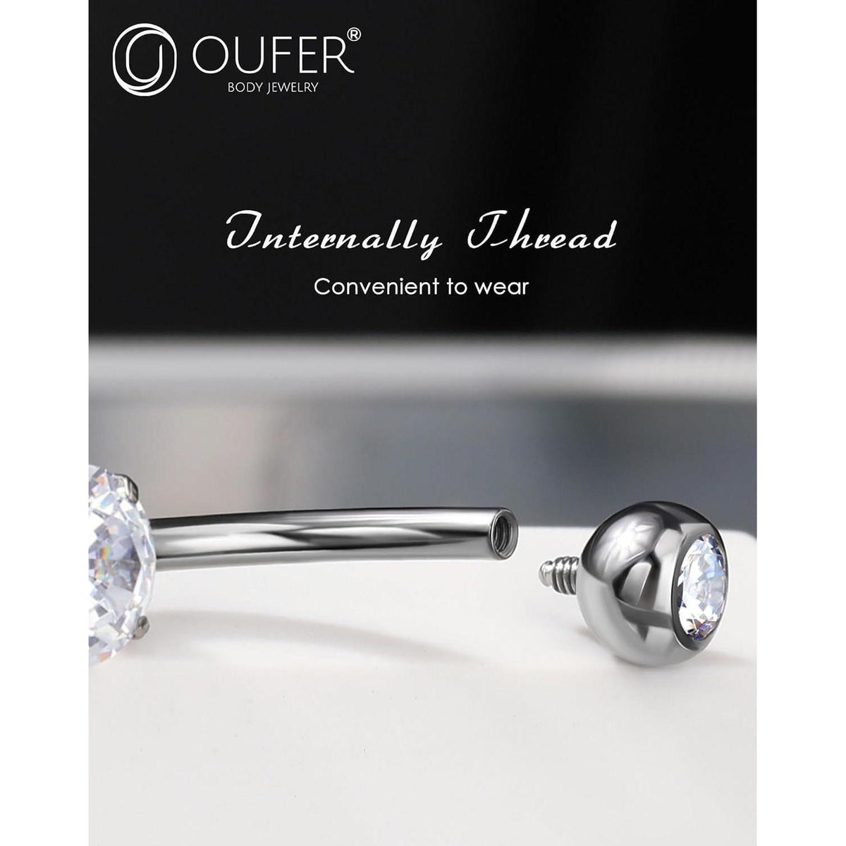 OUFER Bauchnabelpiercing Titan 14G 10mm mit Tropfen Anhänger