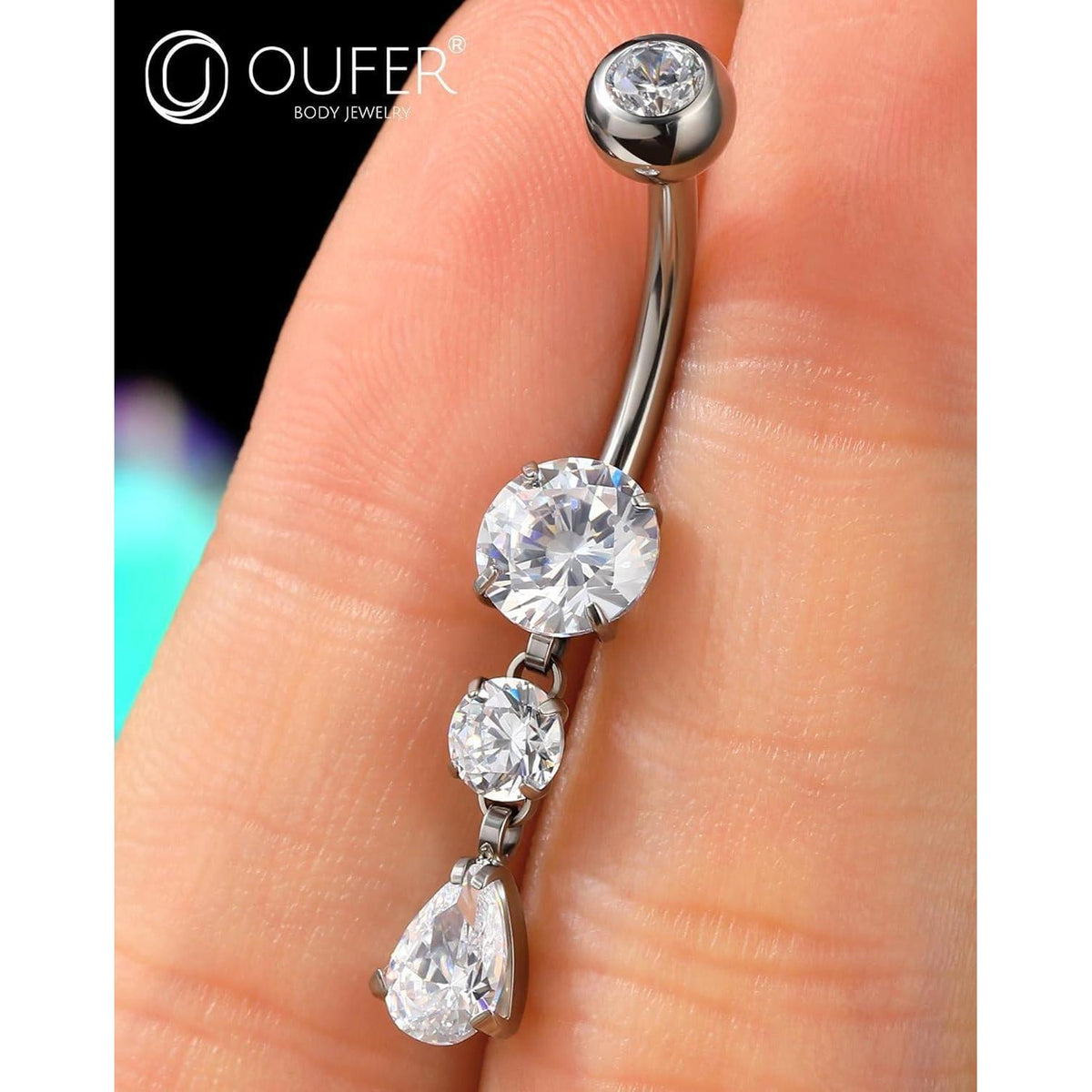 OUFER Bauchnabelpiercing Titan 14G 10mm mit Tropfen Anhänger