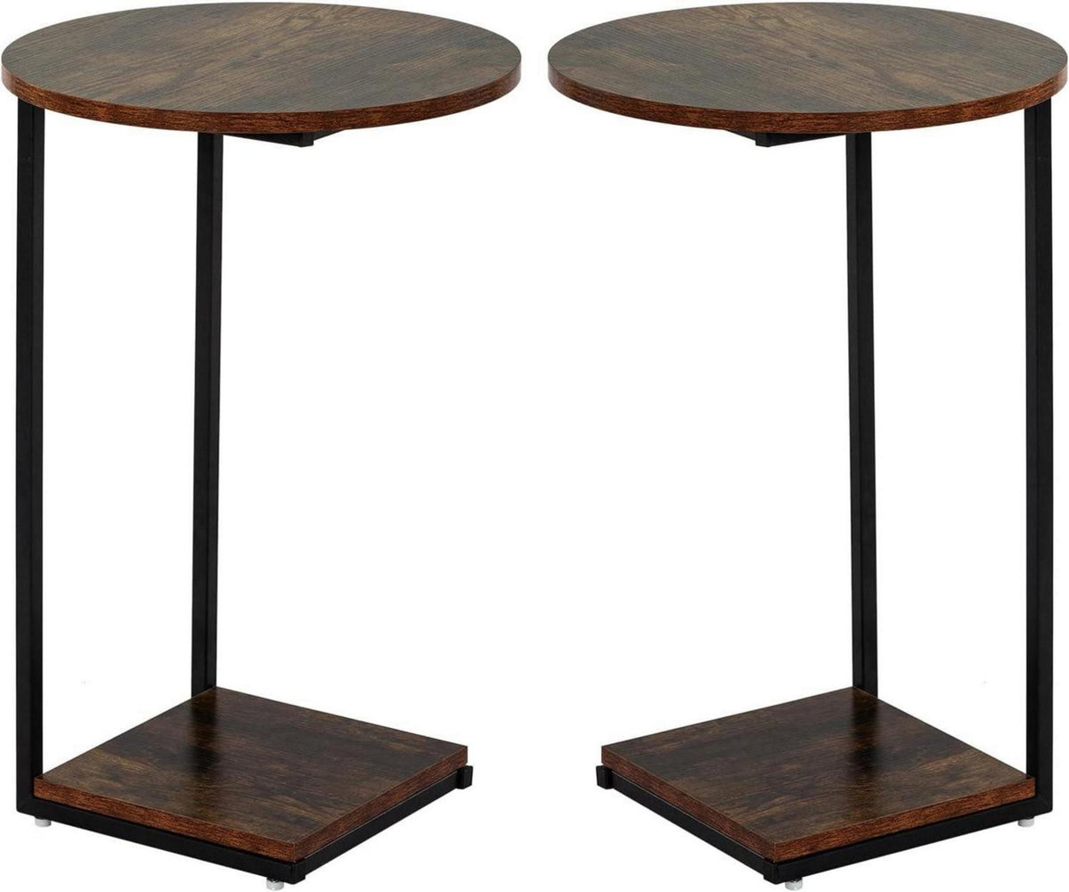 Runder Beistelltisch Set Vintagebraun 40x40x60cm