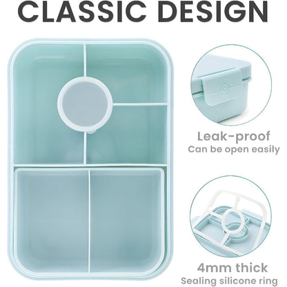 Bugucat Brotdose Kinder 1300ML 6er Set Blau Bento Box