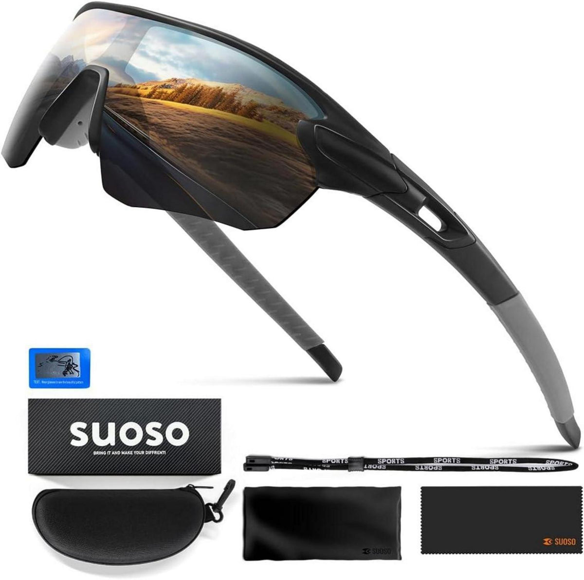 Sportbrille Polarisierte Sonnenbrille UV400 Schutz - Schwarz-Grau