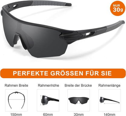 Sportbrille Polarisierte Sonnenbrille UV400 Schutz - Schwarz-Grau