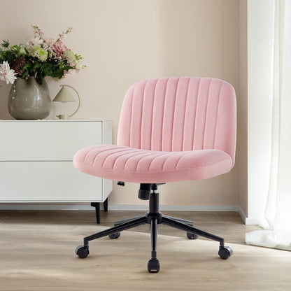 Ergonomischer Bürostuhl ohne Armlehnen in Pink mit Rollen