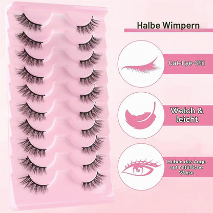 Halbe Wimpern Natürlich 10 Paar – Cat Eye für Alltag & Feste