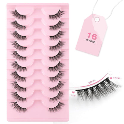 Halbe Wimpern Natürlich 10 Paar – Cat Eye für Alltag & Feste