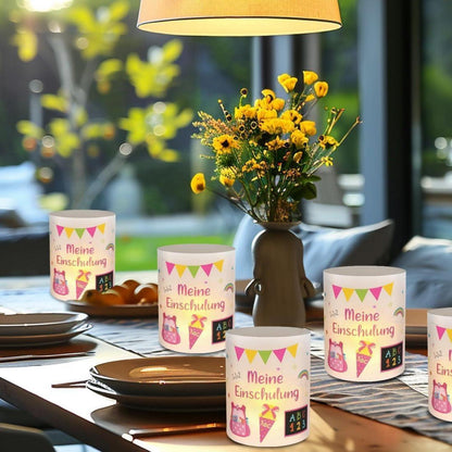 12 Windlichter Einschulung Mädchen - Meine Einschulung Deko Rosa