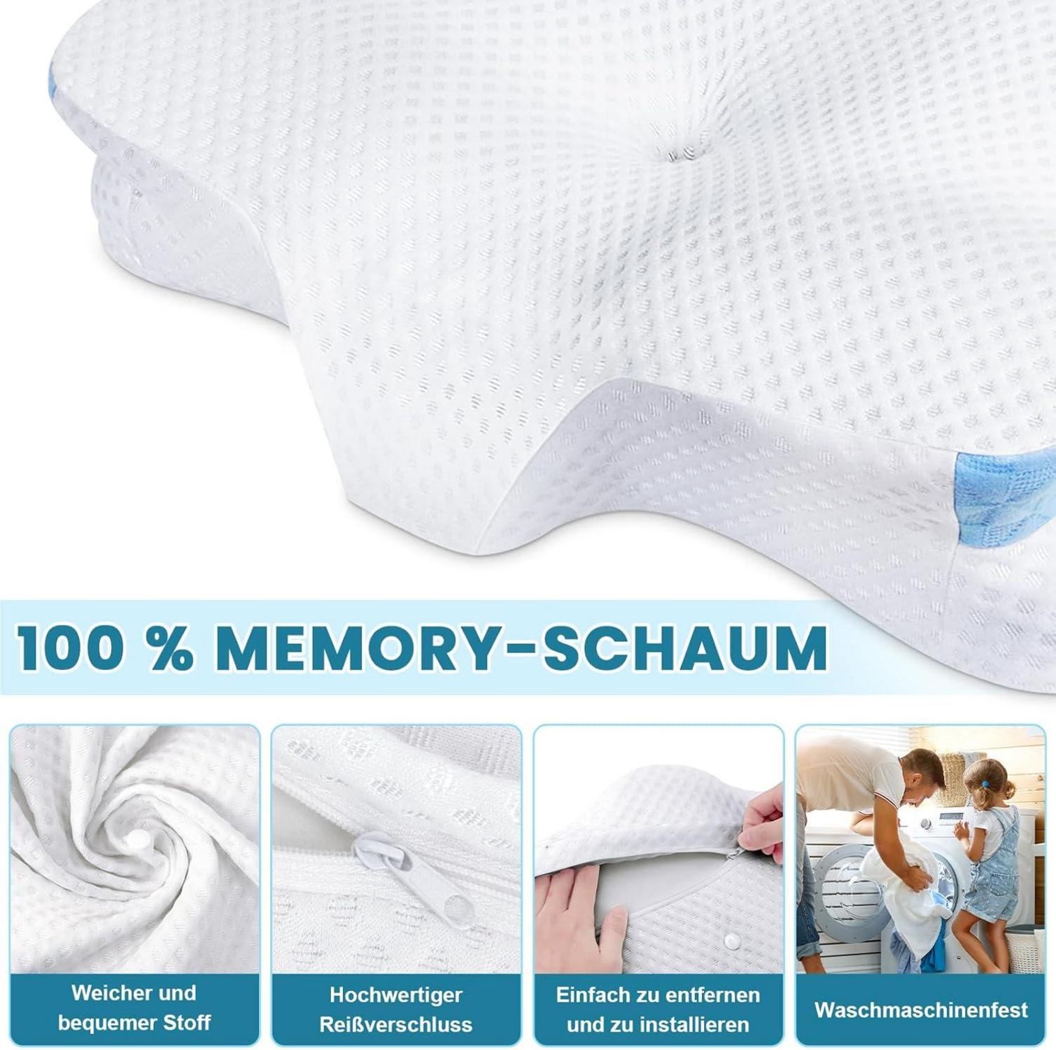 Orthopädisches Memory Foam Nackenkissen für Seiten- & Rückenschläfer