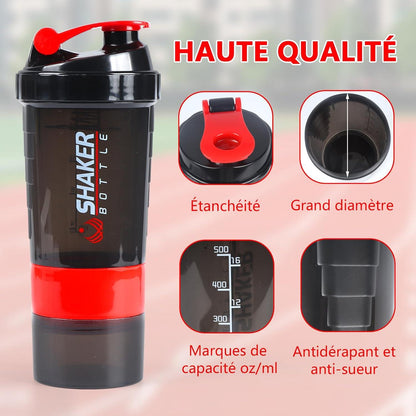 Protein Shaker 500ml Eiweiß Shake Sport Flasche Gym Smoothie Rot