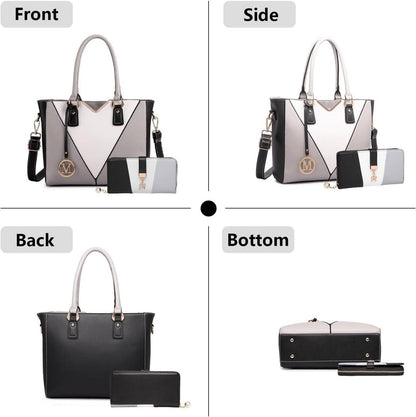 Miss Lulu Damen Handtasche Schultertasche Shopper Aktentasche Henkeltasche V-förmiges Design