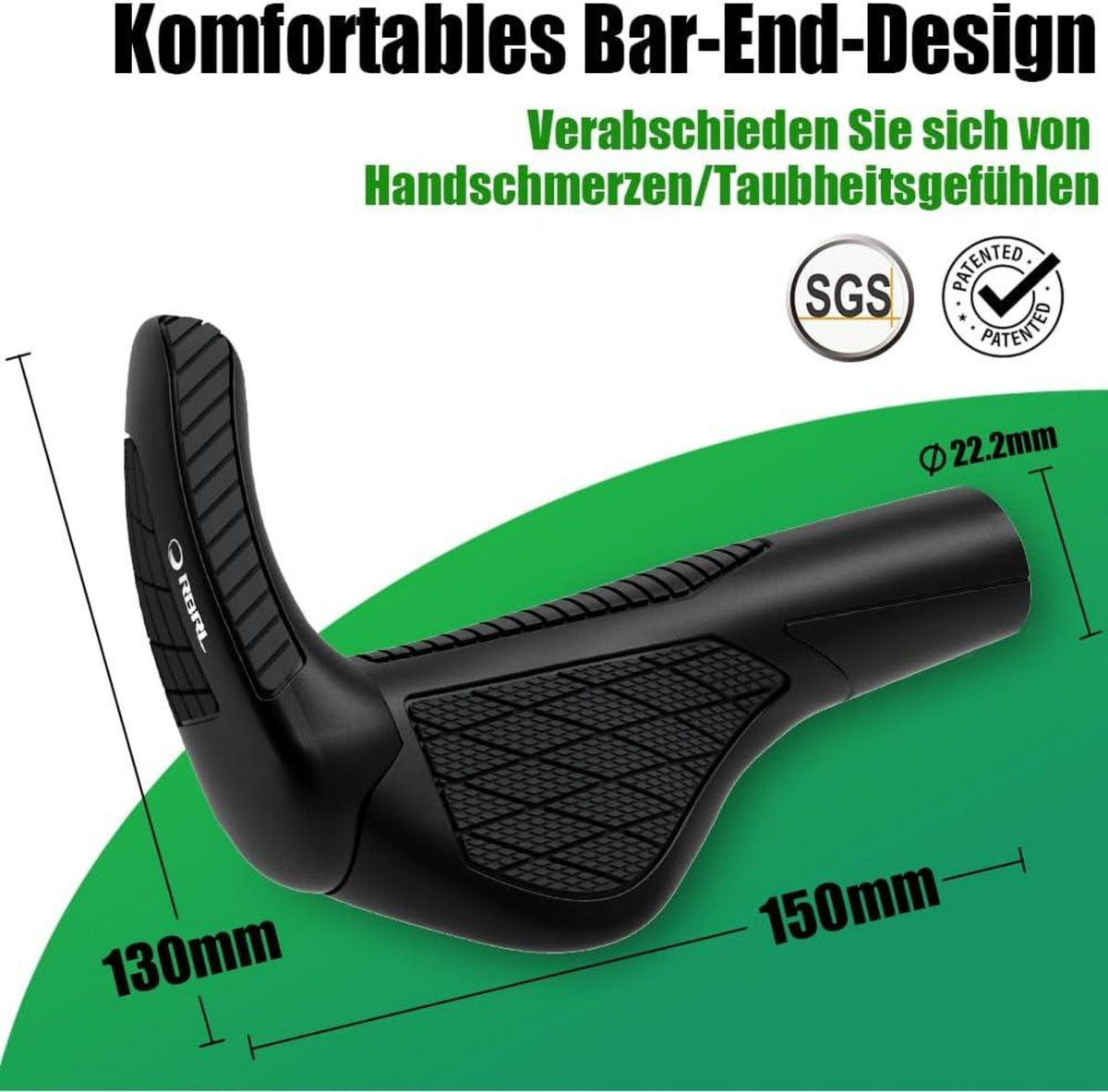 RBRL Ergonomische Fahrradgriffe 1 Paar Schwarz 22,2mm