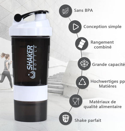 VIGIND Protein Shaker 500ml, Sport Shake Flasche, Auslaufsicher, Inkl. Kugel & Lagerung