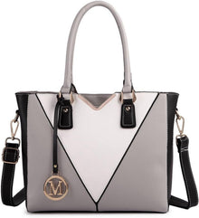 Moderne Damen Handtasche mit V-förmigem Design & vielen Fächern