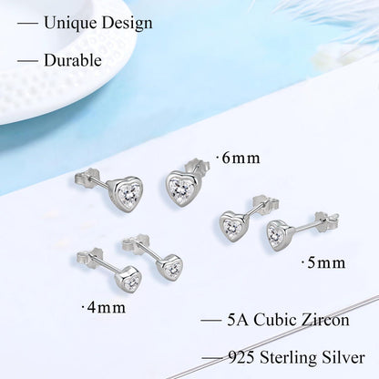 Hypoallergen Zirkonia Silber Ohrstecker Set, 3 Paare Ohrringe